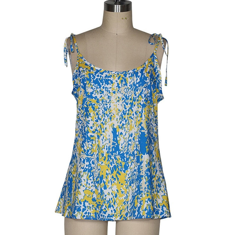 Plus Size Boho Backless Sleeveless Streetwear Strap Blouse Mssza