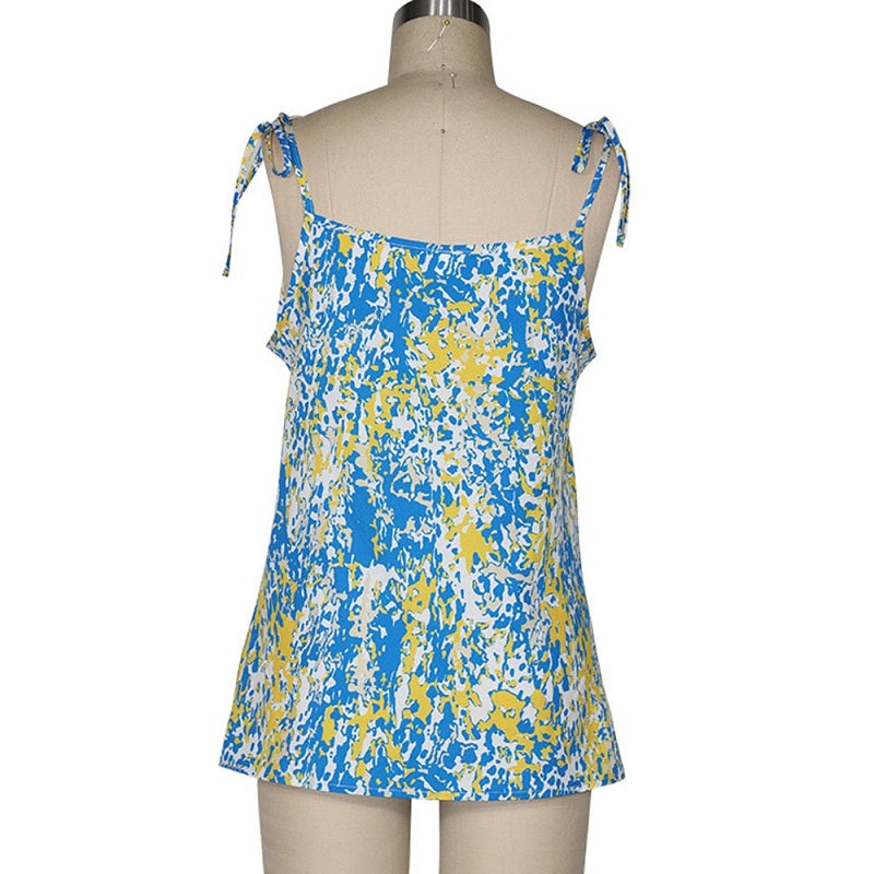 Plus Size Boho Backless Sleeveless Streetwear Strap Blouse Mssza