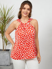 Plus Size Heart Pattern Halter Backless Tank Top Mssza