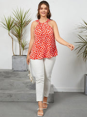 Plus Size Heart Pattern Halter Backless Tank Top Mssza