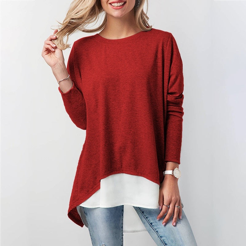 Plus Size  O Neck Loose Street Wear Long Sleeve Blouse Mssza