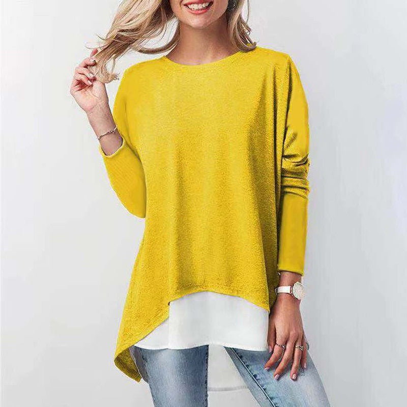 Plus Size  O Neck Loose Street Wear Long Sleeve Blouse Mssza