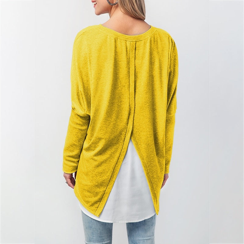 Plus Size  O Neck Loose Street Wear Long Sleeve Blouse Mssza