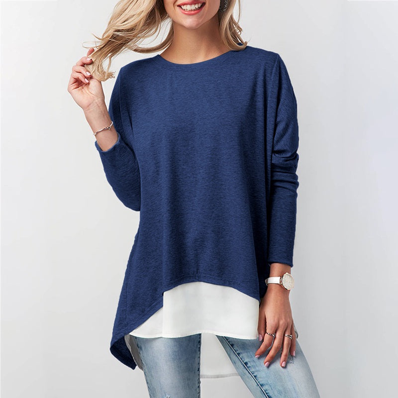 Plus Size  O Neck Loose Street Wear Long Sleeve Blouse Mssza