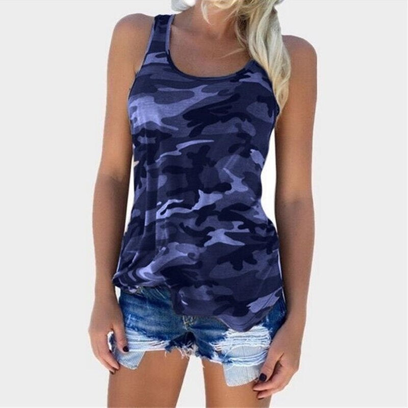 Plus Size Sleeveless Printed O-Neck Beach T-shirt Mssza