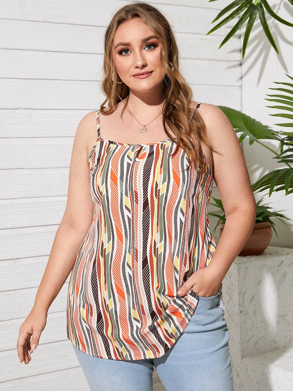 Plus Size Spaghetti Cut Out Sleeveless Cami Mssza