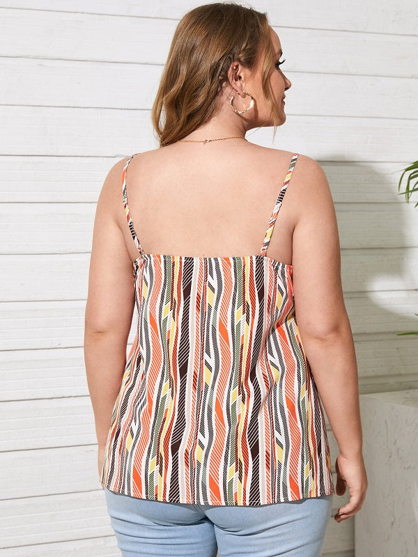 Plus Size Spaghetti Cut Out Sleeveless Cami Mssza