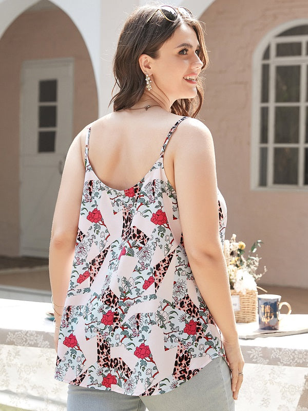 Plus Size Spaghetti Tribal Sleeveless Cami Mssza