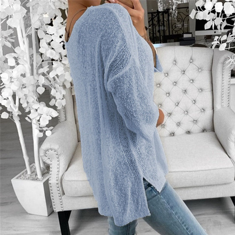 Plus Size V-neck Casual Long Sleeve Streetwear Blouses Mssza