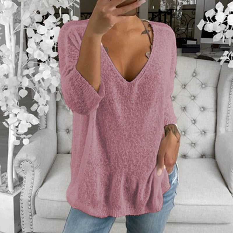 Plus Size V-neck Casual Long Sleeve Streetwear Blouses Mssza