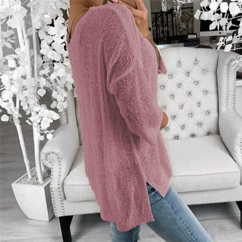 Plus Size V-neck Casual Long Sleeve Streetwear Blouses Mssza