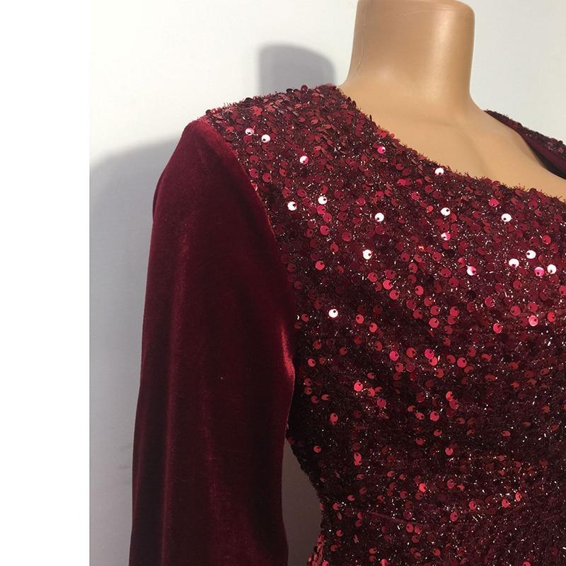Plus Size Wine Red Velvet Sequin Dress Mssaz Desses