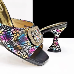 Square Toe Sandals With Matching Handbag Set Perfect for Weddings and Parties Mssza