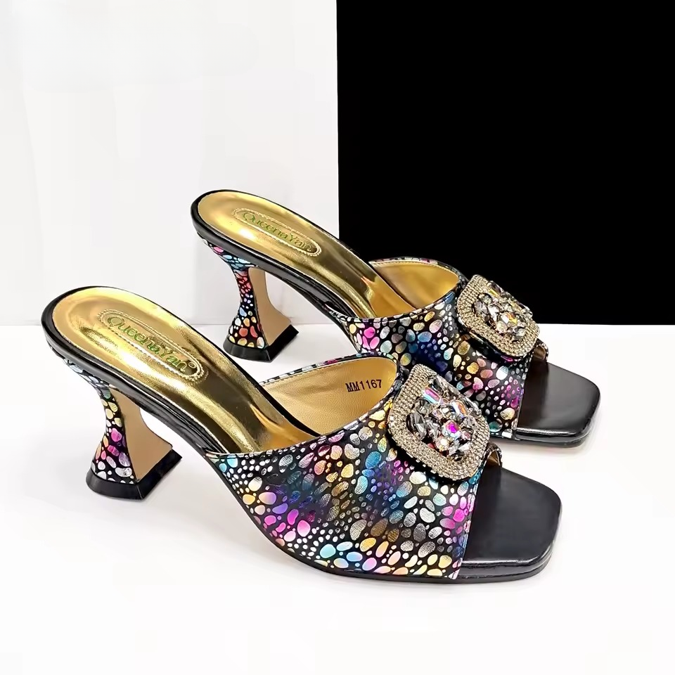 Square Toe Sandals With Matching Handbag Set Perfect for Weddings and Parties Mssza