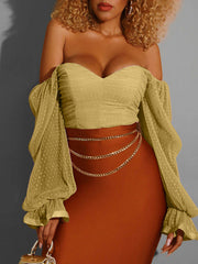 Polka Dot Blouse Off The Shoulder Tops Mssza