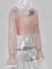 Polka Dot Blouse Off The Shoulder Tops Mssza
