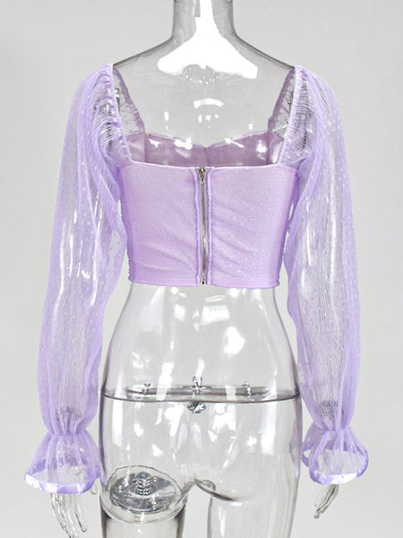 Polka Dot Blouse Off The Shoulder Tops Mssza
