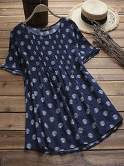 Polka Dot Print Pleated Blouse Mssza