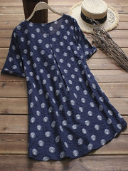 Polka Dot Print Pleated Blouse Mssza