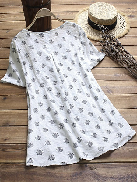Polka Dot Print Pleated Blouse Mssza