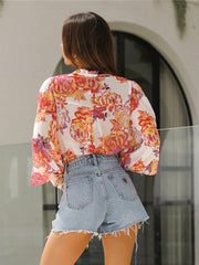 Polyester Collar Classic Printed Buttons Long Sleeves Mssza