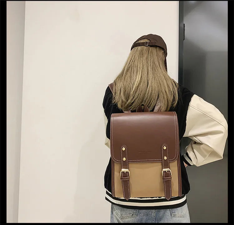 Preppy Style Large Capacity Laptop Casual School Backpacks Patchwork Travel Bags Mssza