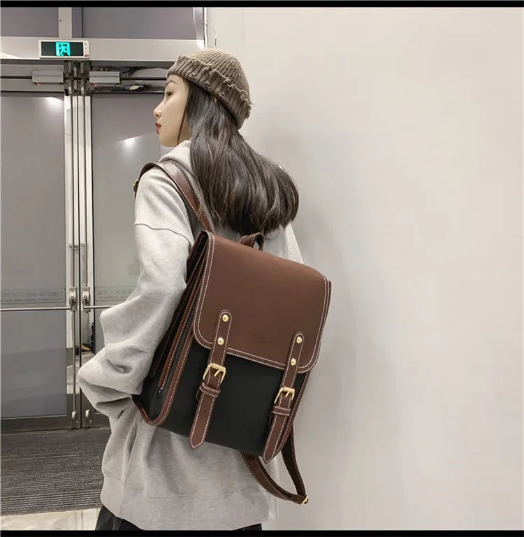 Preppy Style Large Capacity Laptop Casual School Backpacks Patchwork Travel Bags Mssza