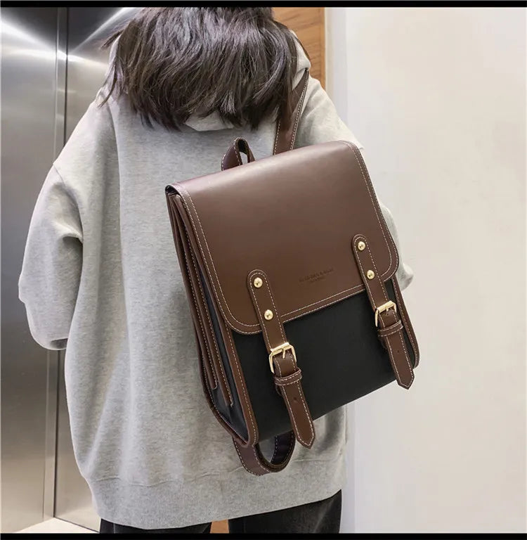 Preppy Style Large Capacity Laptop Casual School Backpacks Patchwork Travel Bags Mssza