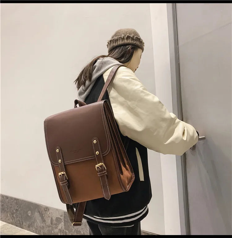 Preppy Style Large Capacity Laptop Casual School Backpacks Patchwork Travel Bags Mssza