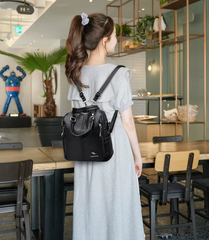 Preppy Style Multifunction Silt Pocket Travel School Leather Backpack Mssza