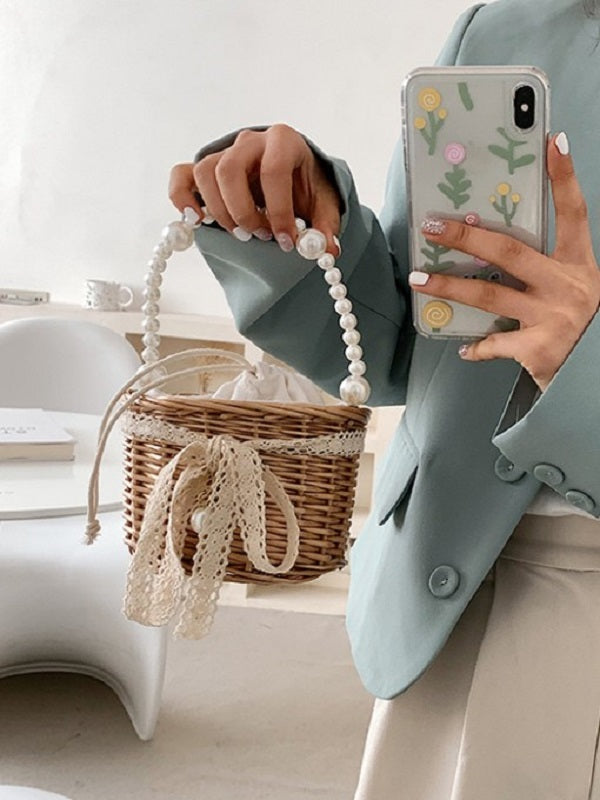 Pretty Pearl Rosette Handbags Mssza