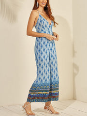 Print Long Sleeveless Casual Jumpsuit Mssza