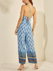 Print Long Sleeveless Casual Jumpsuit Mssza