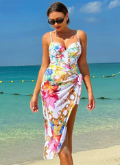 Print Sling Push Up Bodysuit Swimwear Cover Up Beach Bathing One Piece Swimsuit Mssza