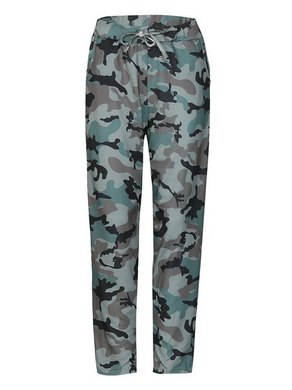 Printed High Elastic Waist Pants Mssza