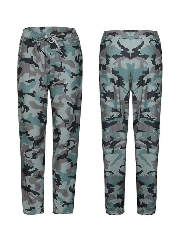 Printed High Elastic Waist Pants Mssza