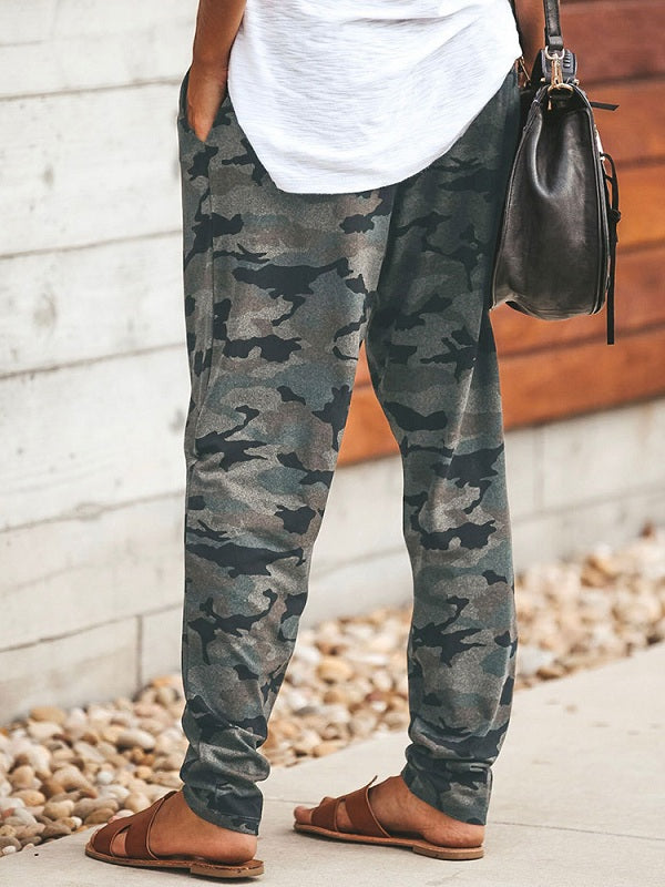 Printed High Elastic Waist Pants Mssza