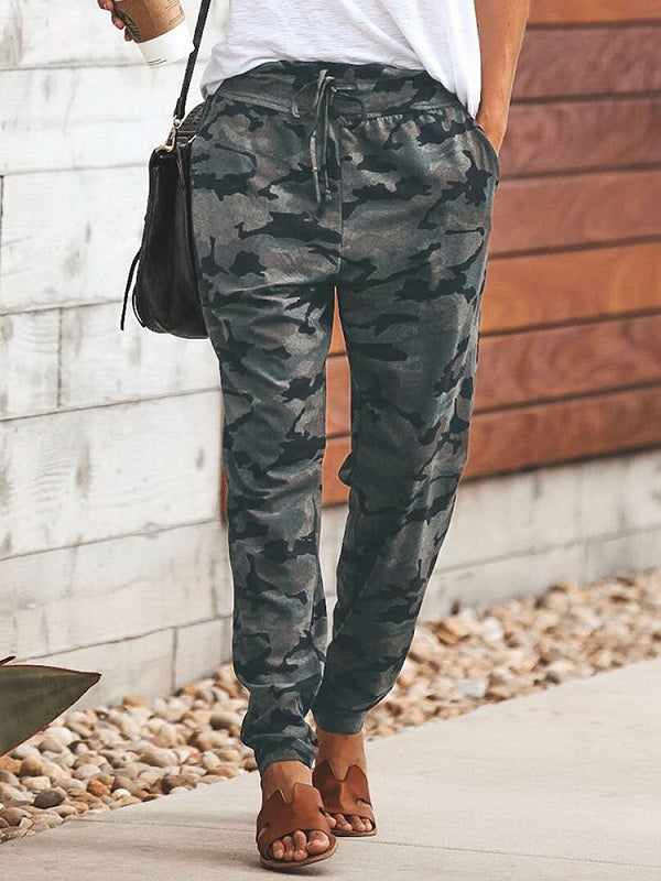 Printed High Elastic Waist Pants Mssza