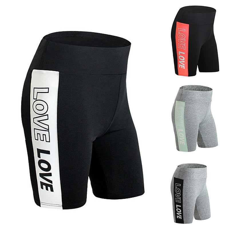 Printed Letter Love Tummy Control Shorts For Ladies Mssza
