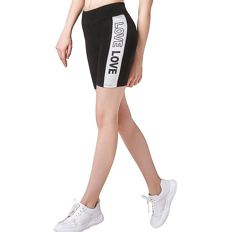 Printed Letter Love Tummy Control Shorts For Ladies Mssza