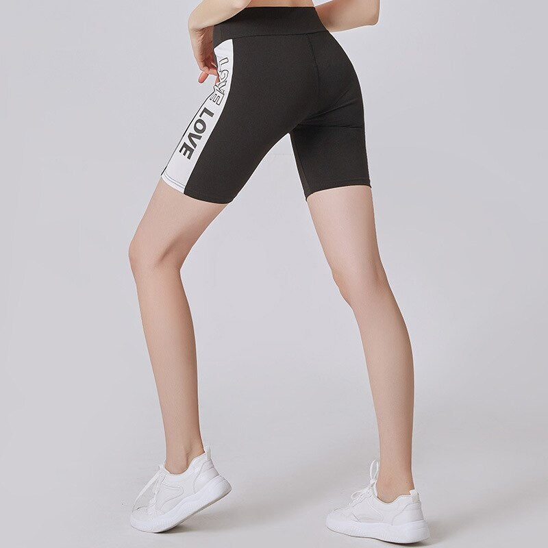 Printed Letter Love Tummy Control Shorts For Ladies Mssza