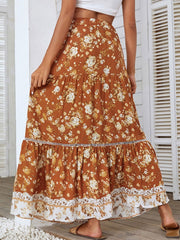 Printed Polyester Long High Rise Waist Bottoms Skirt Mssza