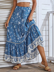 Printed Polyester Long High Rise Waist Bottoms Skirt Mssza