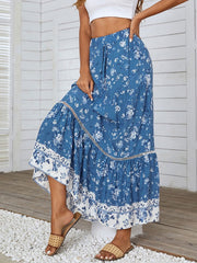Printed Polyester Long High Rise Waist Bottoms Skirt Mssza