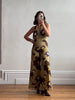 Printed Sequins Backless Halter High Waist Deep V-neck Wide Leg Straight Jumpsuit Mssza