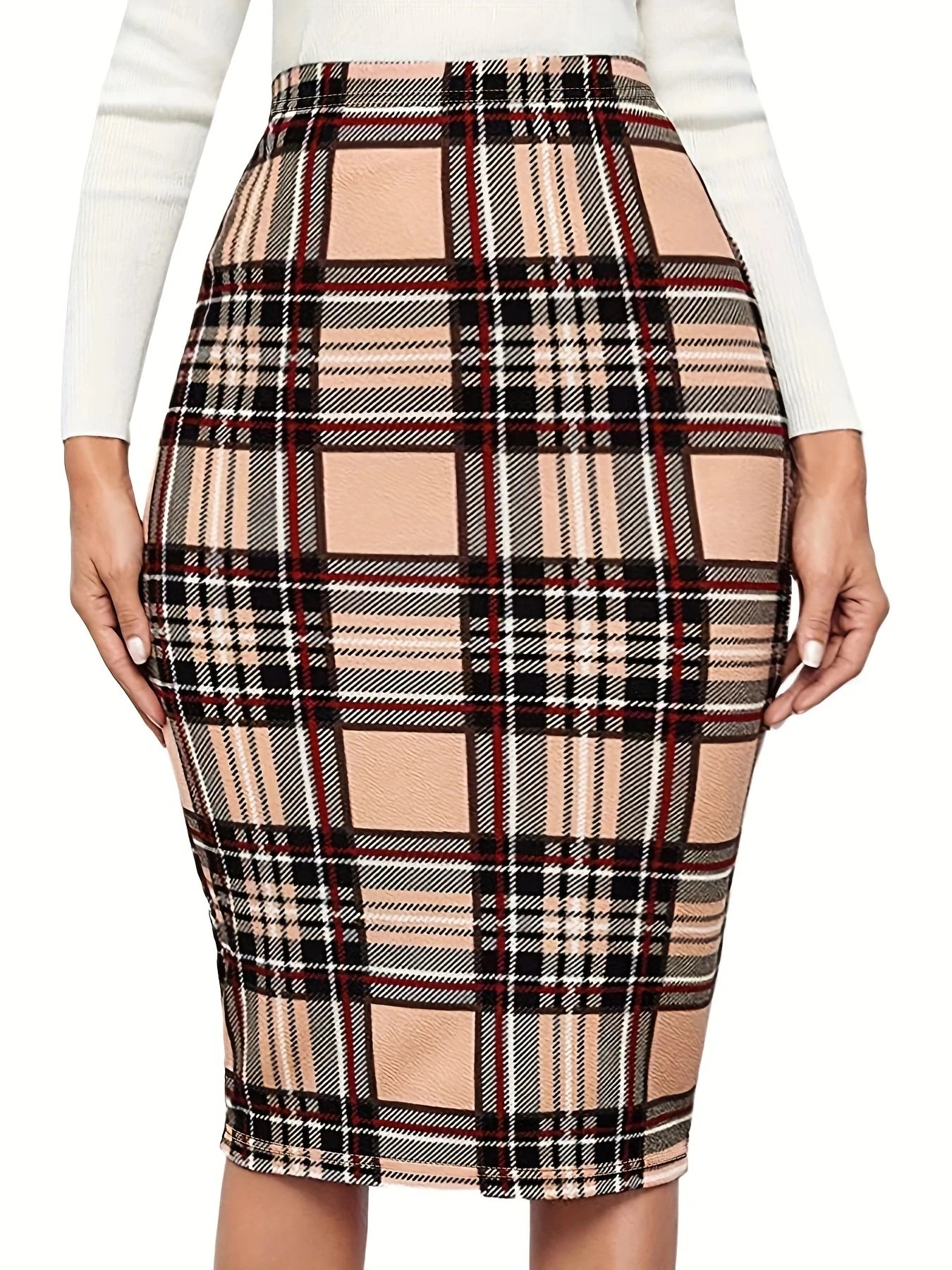 Printed Slim Pencil Pants Chic High Waist Slim Pencil Skirts Elegant Back Zip Up Midi Skirts Mssza