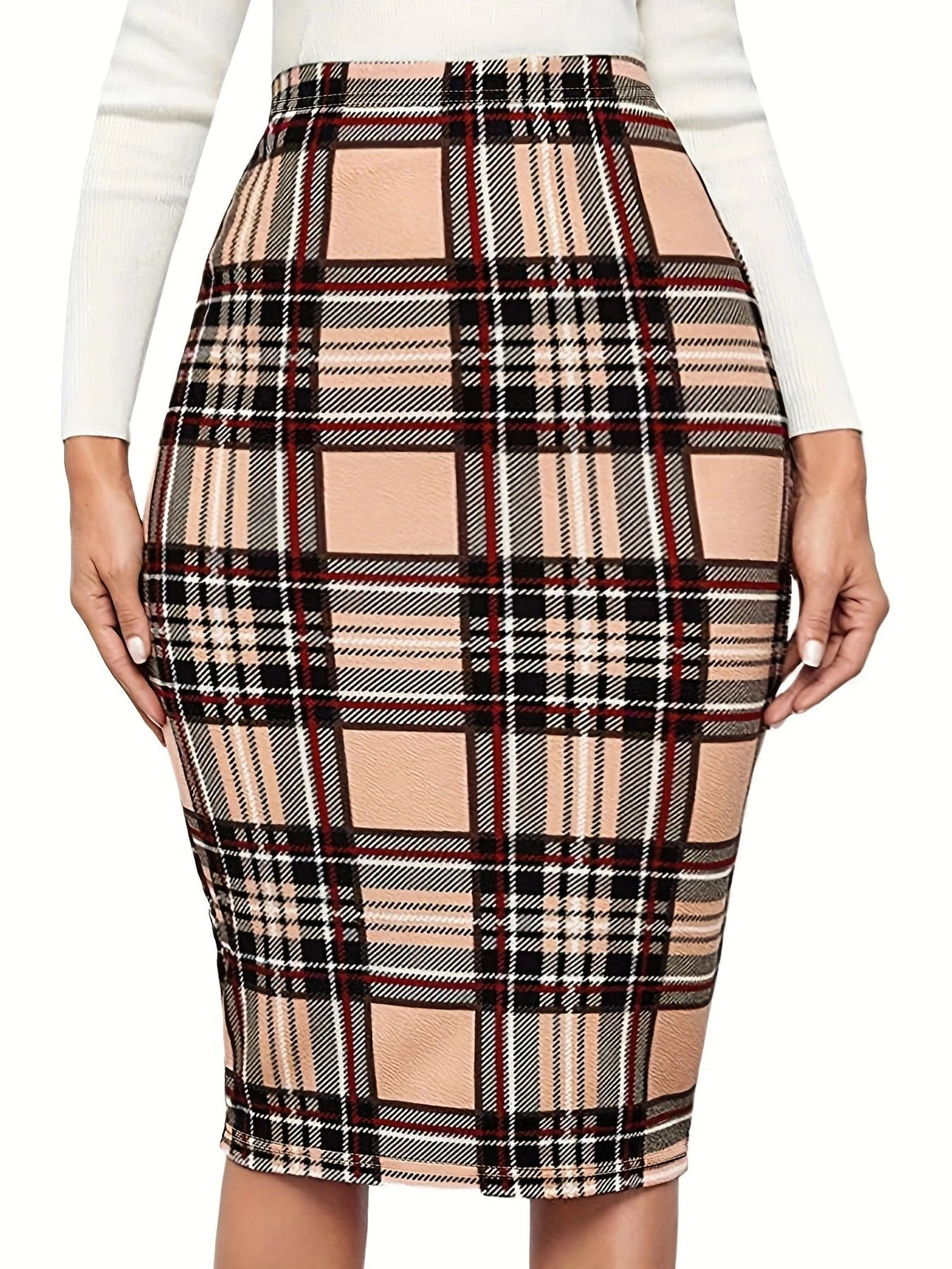 Printed Slim Pencil Pants Chic High Waist Slim Pencil Skirts Elegant Back Zip Up Midi Skirts Mssza