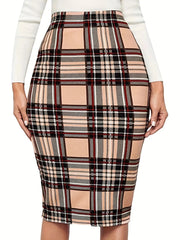 Printed Slim Pencil Pants Chic High Waist Slim Pencil Skirts Elegant Back Zip Up Midi Skirts Mssza