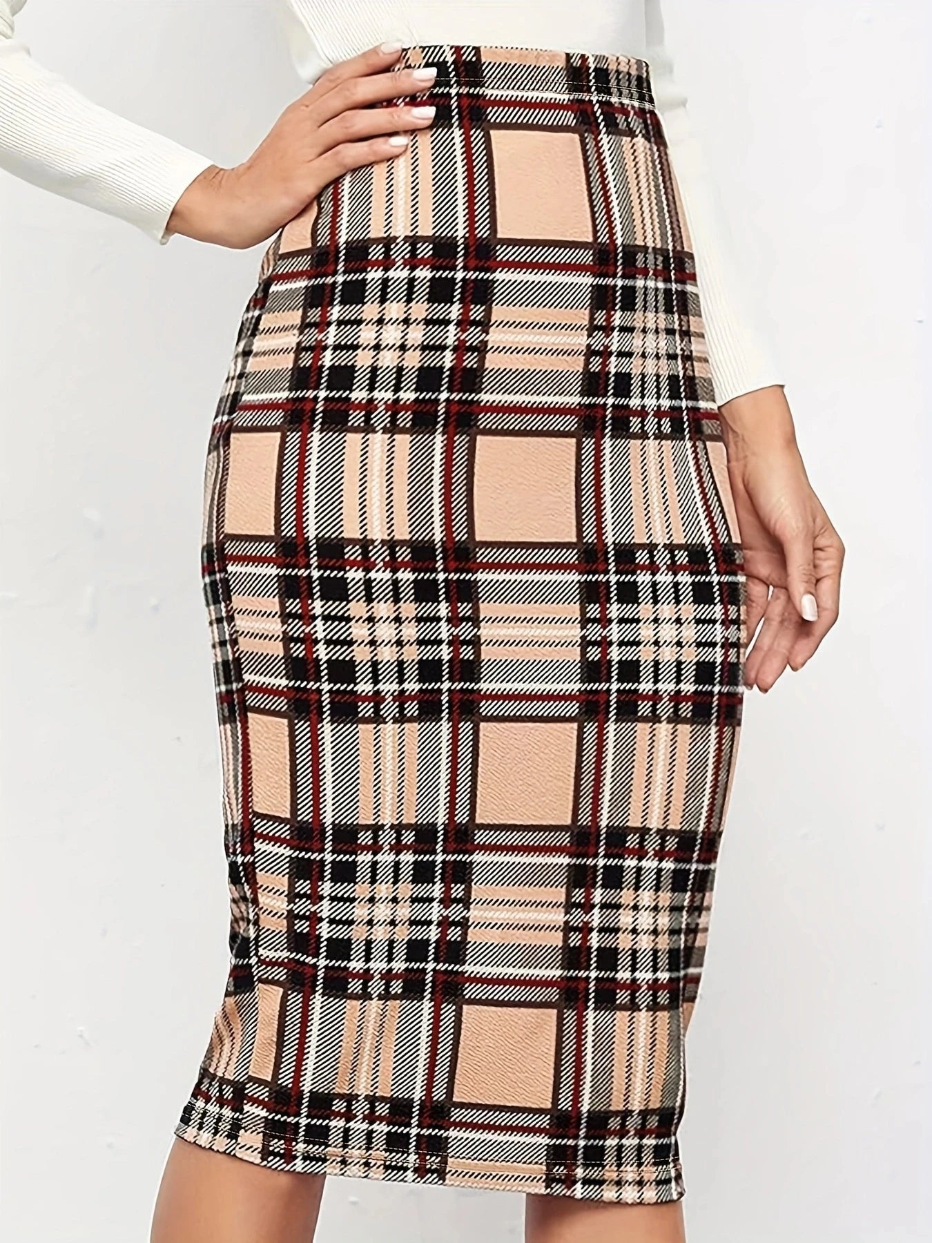 Printed Slim Pencil Pants Chic High Waist Slim Pencil Skirts Elegant Back Zip Up Midi Skirts Mssza