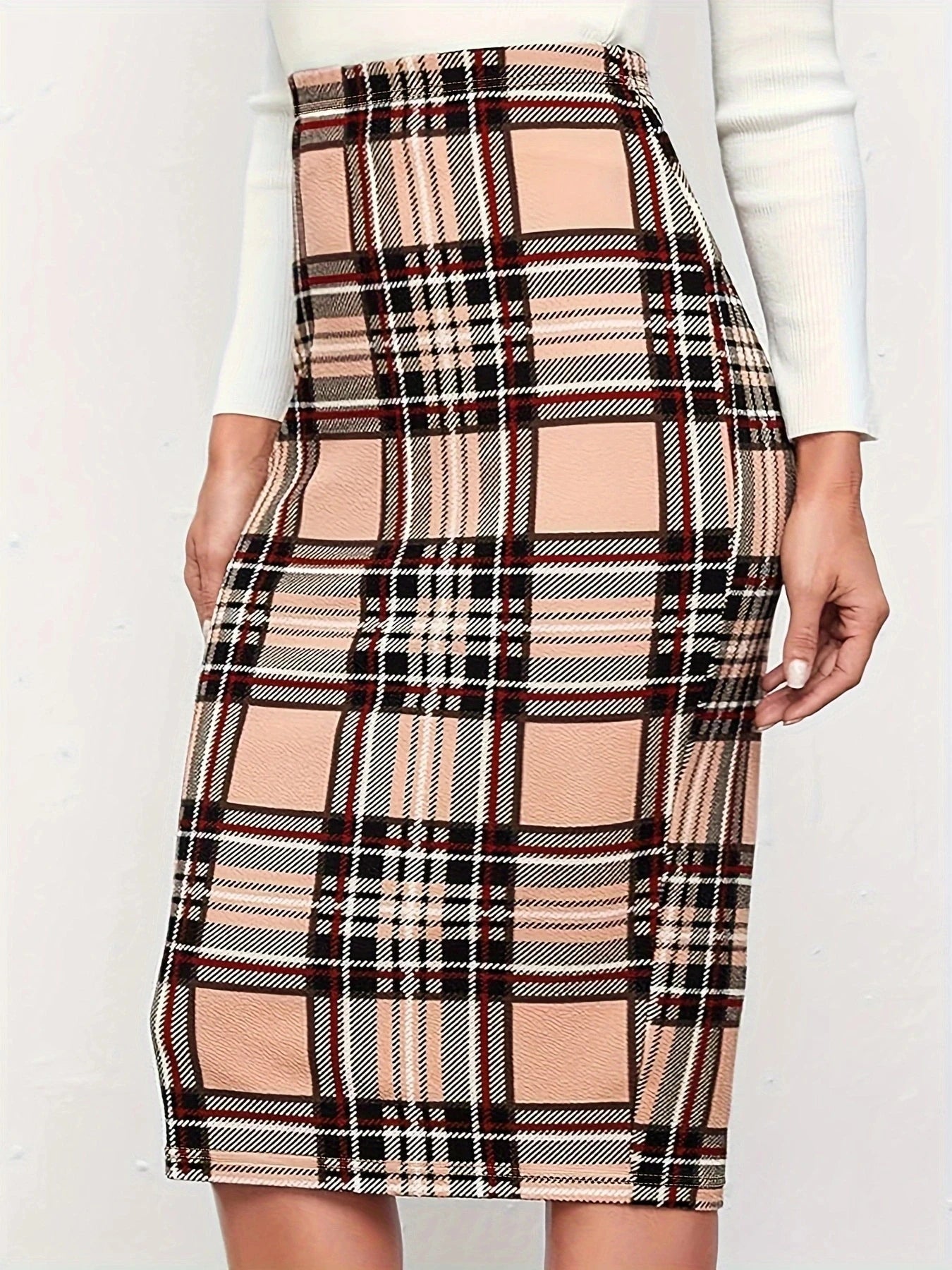 Printed Slim Pencil Pants Chic High Waist Slim Pencil Skirts Elegant Back Zip Up Midi Skirts Mssza